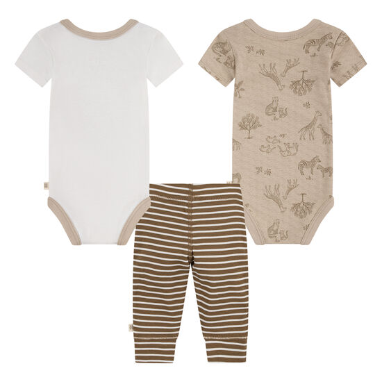 Conjunto 2 Bodies y Pantalón Niño Marrón Sabana